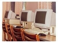 old computers on a table