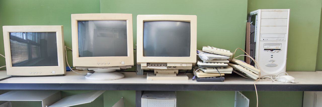 a bunch of old computers with legacy IT systems